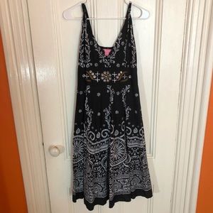 Pink Apple black and white sundress - medium